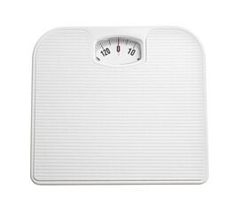 One bathroom scale isolated on white, top view