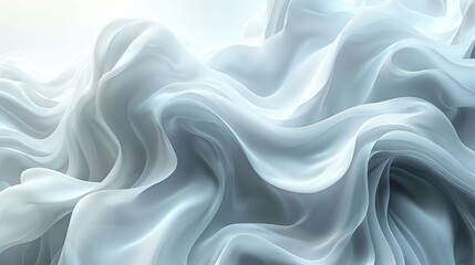 Obraz premium Abstract White Flowing Fabric on White Background with Elegant Patterns