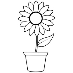 sunflower flower line art cartoon style vector art illustration