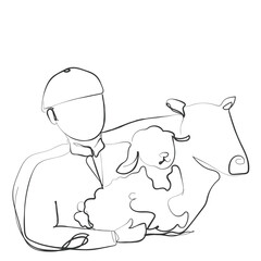 hand drawn line art vector of muslim eid celebrations elements.
