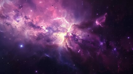 Fototapeta premium Cosmic Nebula in Hues of Purple and Pink