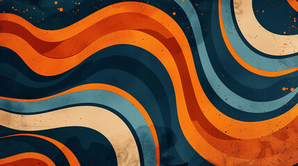Orange and Navy Blue retro groovy background presentation design 