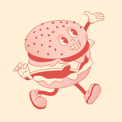 Hamburger groovy comic character