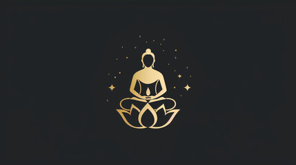 Golden Buddha in Lotus Position.