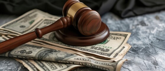 Gavel on US Currency - Legal Financial Concept