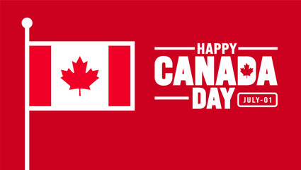 1 July is Happy Canada Day background template with Canada flag maple leaf. Holiday concept. use to background, banner, placard, card, and poster design. celebrating Canada independence day banner.