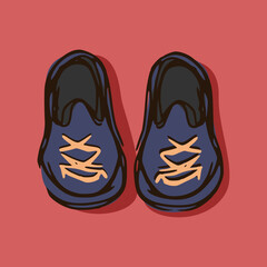 cartoon of blue shoes isolated on red