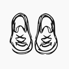 black and white cartoon of shoes isolated on white