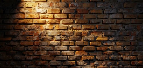 Warm Sunset Light on Vintage Brick Wall Texture