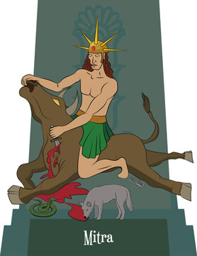 Illustration vector isolated of Persian Mythical god, Mithra, Sun god, god of light.