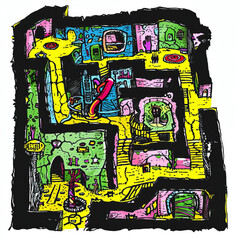 Hidden Underground Laboratory with Mysterious Equipment on Tabletop Adventure Battle Map Gen AI