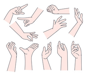 Comic hand vector set.