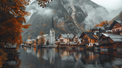 Hallstatt village in Austrian Alps