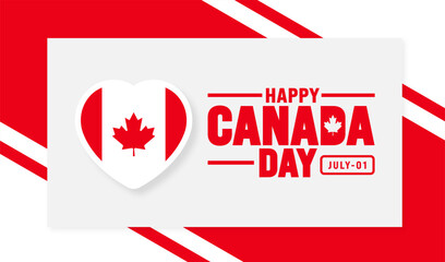 1 July is Happy Canada Day background template with Canada flag maple leaf. Holiday concept. use to background, banner, placard, card, and poster design. celebrating Canada independence day banner.