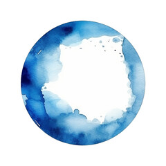 Frame blue watercolor round stain PNG