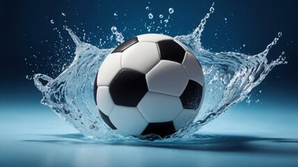 Fototapeta premium A soccer ball, defying gravity with a graceful splash.