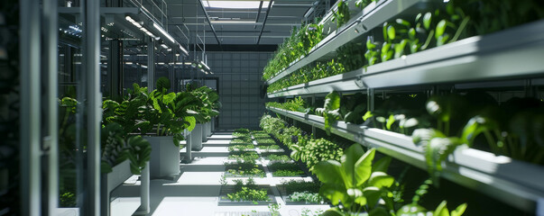 An advanced farming facility with automated systems and vertical gardens.
