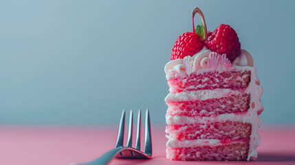 Iconic Dessert Fork and Cake: Visual Marketing for Social Media   Dessert theme concept tailored for digital campaigns and posts.