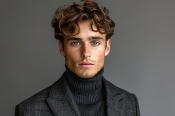 Obraz premium Young Man in Turtleneck and Blazer