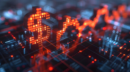 Fototapeta premium Photo Realistic Dollar Sign and Stock Arrow Icon with Copy Space for Infographics Concept Financial Growth, Trading Profits, Market Trends Photo Stock Concept
