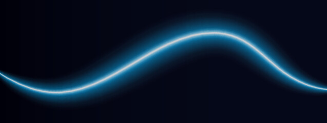 Abstract glitter neon lines of movement and speed with sparkles. Curve light effect of blue twirl. Semicircular wave, light vortex wake. Luminous motion wavy. Space tunnel. Bright vector spiral line