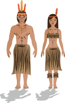 Illustration vector isolated of Motilones, Colombian native people indigenous.
