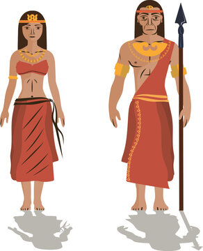 Illustration vector isolated of Muisca, Muiscas, Colombian native people indigenous.