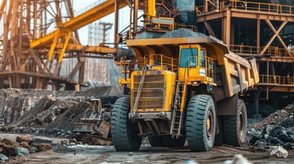 Obraz premium Massive Mining Truck in Industrial Setting