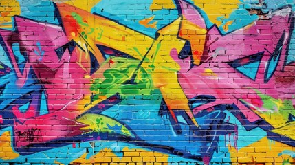 colorful graffiti art on urban brick wall vibrant street art grungy texture hip hop culture