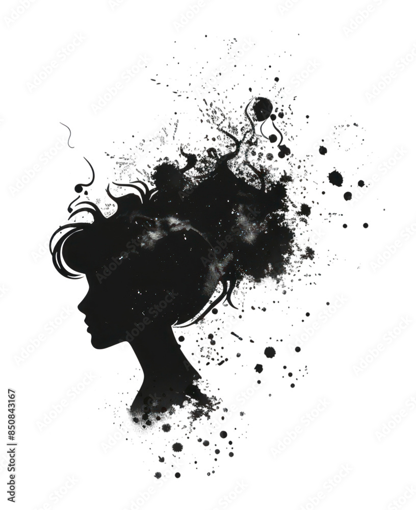 Canvas Prints png black minimalist anxiety logo design drawing splattered creativity.