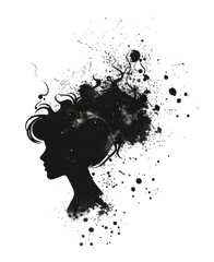 PNG Black minimalist anxiety logo design drawing splattered creativity.