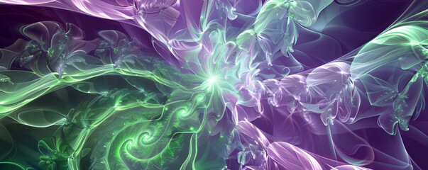 Obraz premium A fractal pattern with smooth, glass-like textures in shades of purple and green.