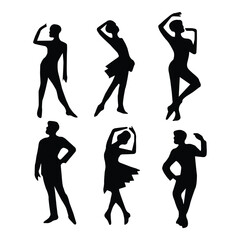Silhouette of dancing women, vector illustration.