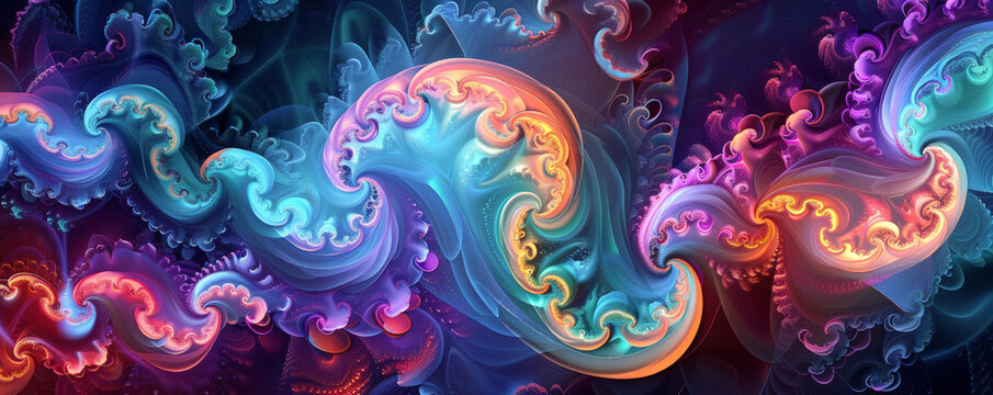 Fototapeta A fractal with a vibrant, psychedelic color scheme and flowing, organic shapes.