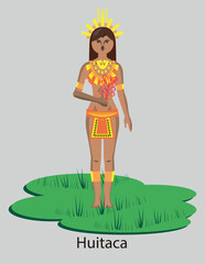 Illustration Vector Isolated of native indigenous Goddess - Huitaca, lust and beauty goddess, Muisca, Chibcha