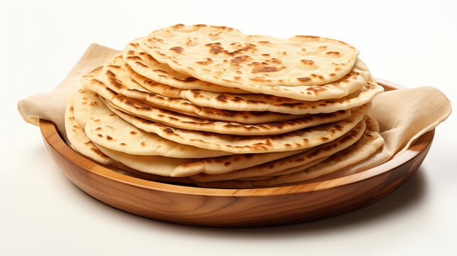 A flatbread on solid white background, single object