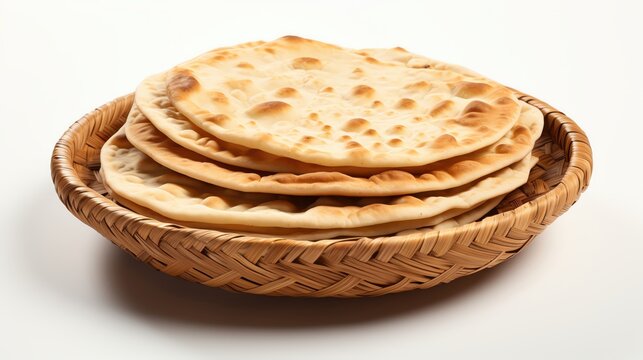A flatbread on solid white background, single object