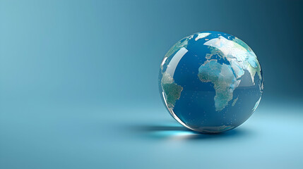 Fototapeta premium Globe Symbol with Text Space on Blue Background for Travel Illustrations: Photo Realistic Design for Global Tours and Adventure Itineraries in Adobe Stock