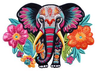 Obraz premium PNG Embroidery elephant clothing pattern.