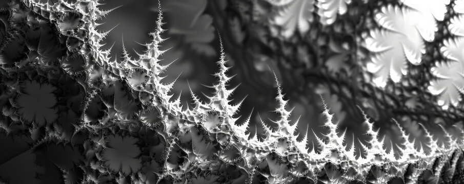 A monochromatic Julia set fractal with sharp, angular shapes.