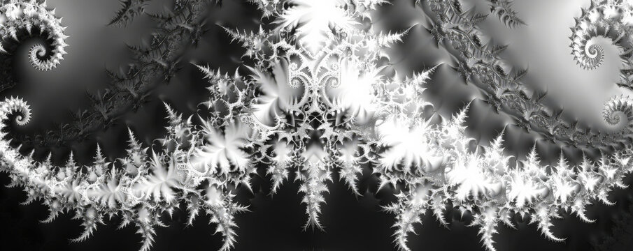 A monochromatic Julia set fractal with sharp, angular shapes.