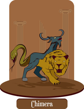 illustration vector isolated of  mythical creature, Chimera, greek mithology