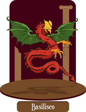 illustration vector isolated of  mythical creature, Basilisco, greek mithology