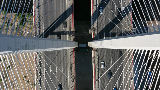 Cable-stayed bridge with cars