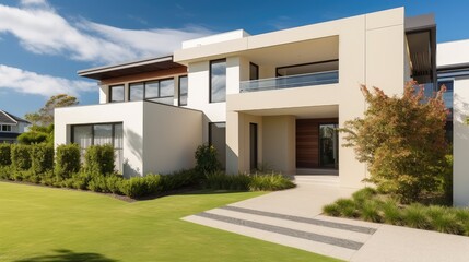 Contemporary Luxury Home Exterior with Landscaping