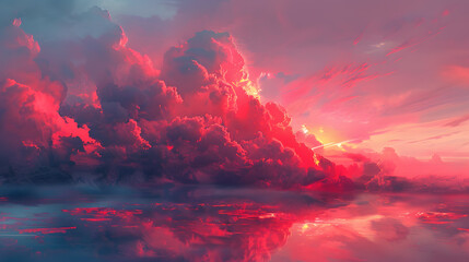 Fototapeta premium Red Smoke Clouds Background Explosion ,Red smoke on a black background Abstract background ,Red and smoke on smooth background