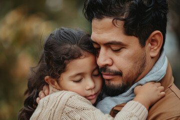 Fototapeta premium Father and daughter hugging each other