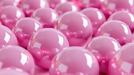 Glossy pink spheres close up - abstract background texture