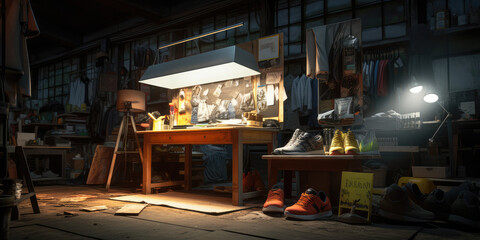 Artisan Shoemaker's Workshop at Night