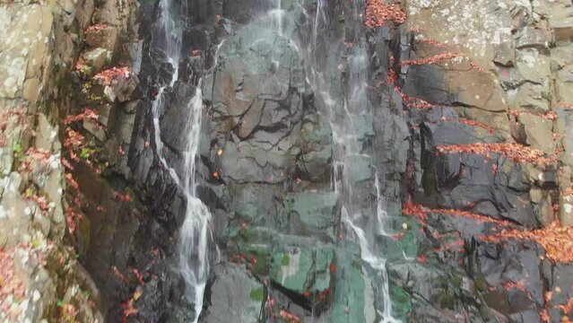 footage of a natural waterfall located in Palisades Interstate Park in New Jersey
